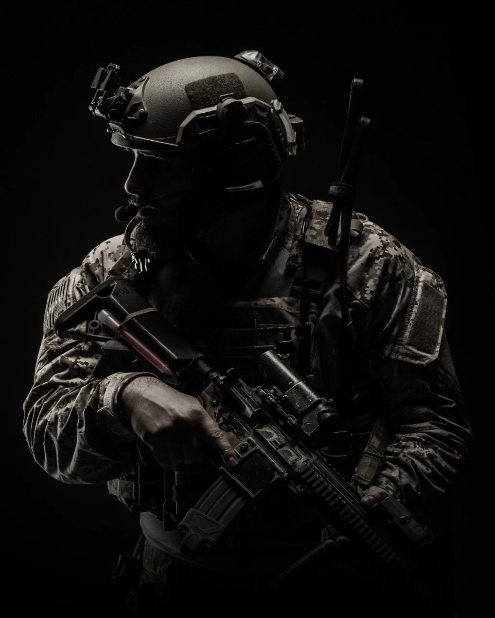 U.S. military personnel with tactical equipment