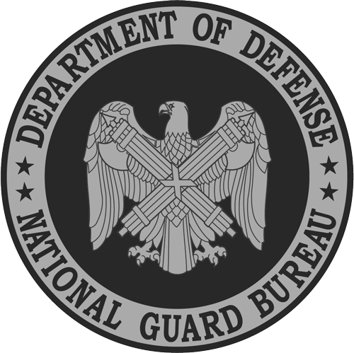 Seal of the Department of Defense National Guard Bureau featuring an eagle clutching multiple arrows and a sword.