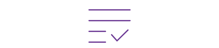 Checkbox form with four horizontal lines and a purple checkmark on the right side of the third line.
